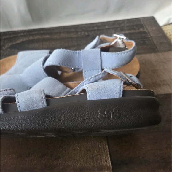 SAS Huggy Sandals Womens 5 M Light Blue Slingback Buckle Strap Casual Wedge - Picture 4 of 10